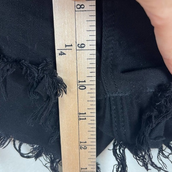 Kancan Black Cut Off Fringe Raw Hem Jean Denim Shorts Style KC6033BK Size 9/28 - Picture 8 of 8